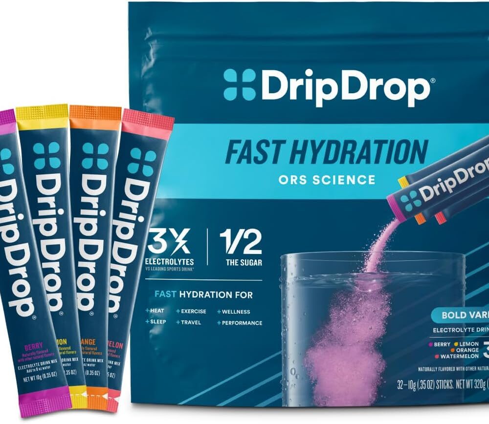 DripDrop Hydration Juicy Variety Pack, Electrolyte Packets, 16 Count