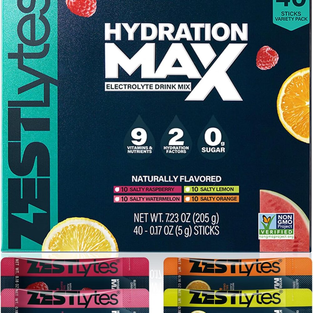 40 Sticks Salty Fruit Sugar Free Electrolyte Hydration Packets High Sodium
