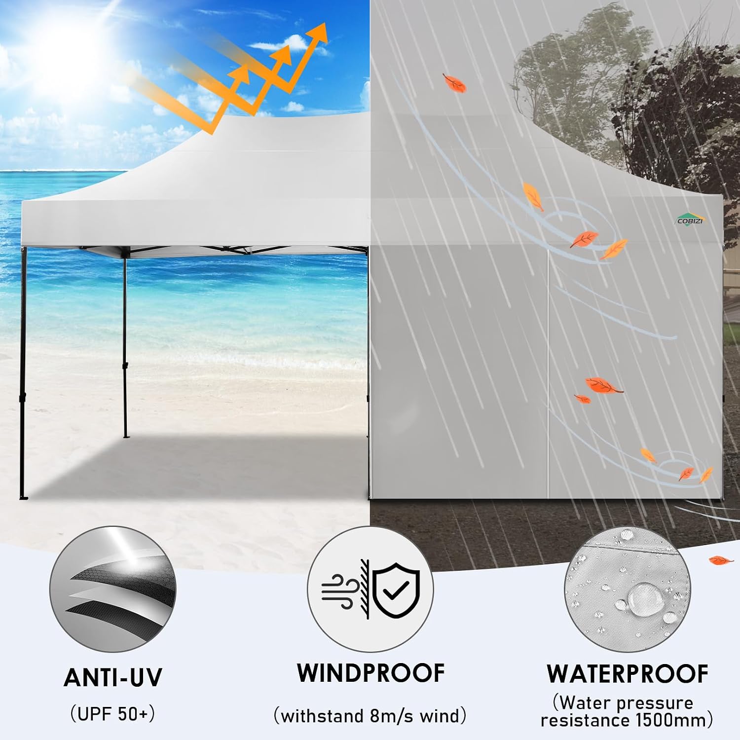 COBIZI 10x20 Heavy Duty Pop Up Canopy Tent with Sidewalls, Easy Up Canopy - Image 6
