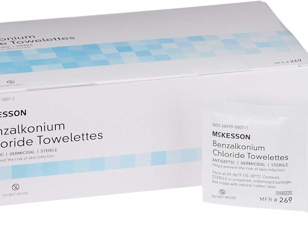 McKesson Benzalkonium Chloride Towelettes First Aid Antiseptic, 100 ct