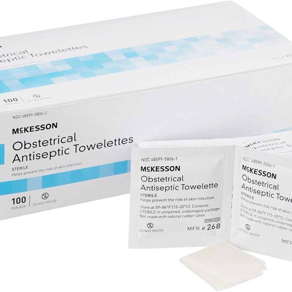 McKesson Obstetrical Antiseptic Towelettes Wipes, Sterile, Clean, 100 ct